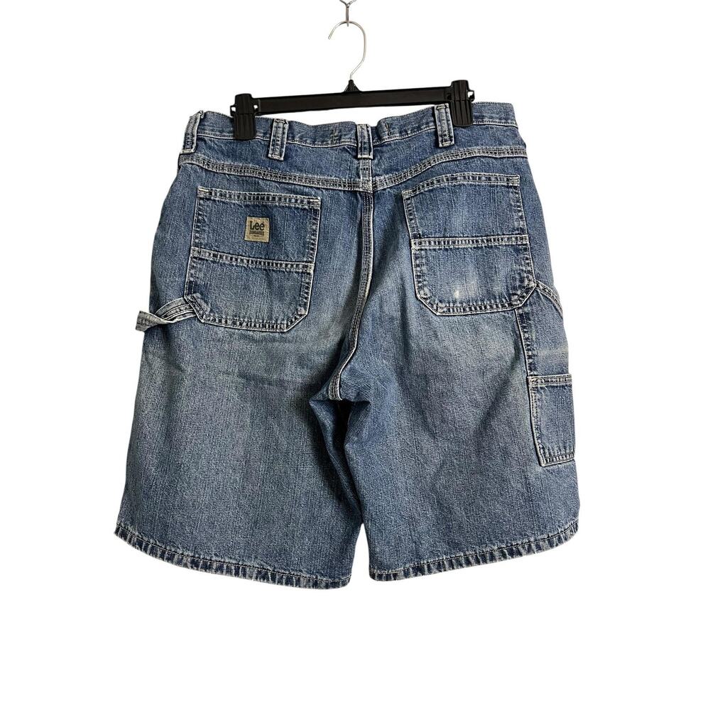 Lee Dungarees Denim Cargo Shorts Mens 34 Blue Carpenter Hammer Loop Distressed - Picture 6 of 9